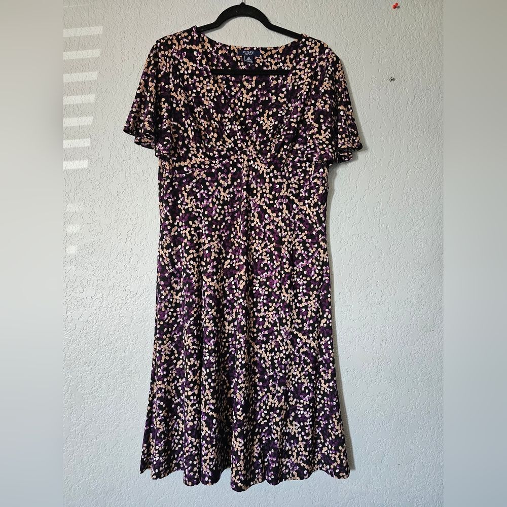 Chaps Black Midi Dress with Pink & Cream Dots